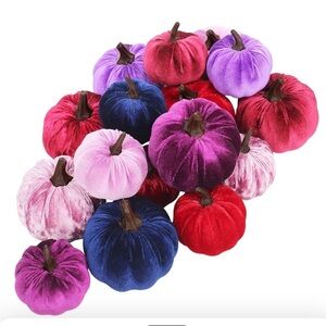 Small Velvet Decorative Pumpkins Set